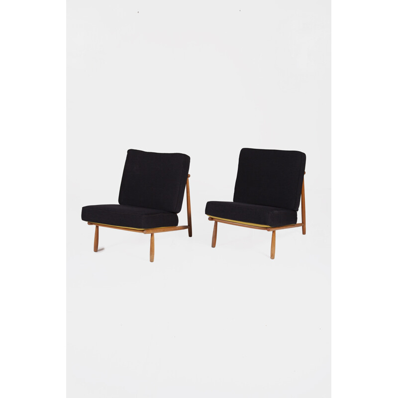 Set of 2 vintage low Lounge chairs by Alf Svensson for Dux, 1952