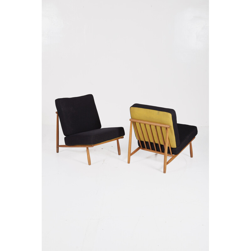 Set of 2 vintage low Lounge chairs by Alf Svensson for Dux, 1952