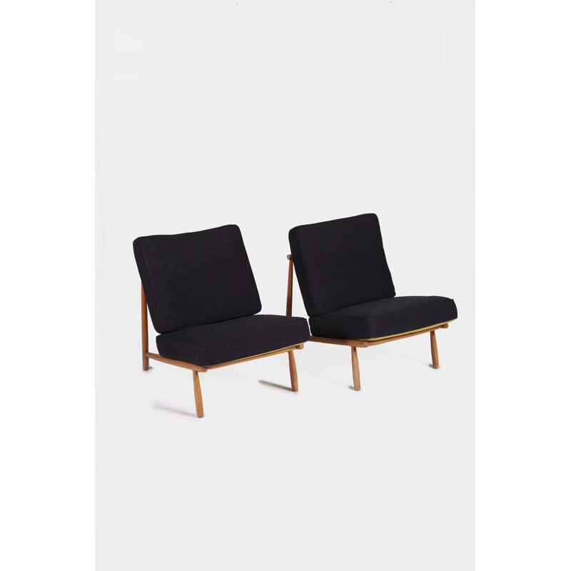 Set of 2 vintage low Lounge chairs by Alf Svensson for Dux, 1952