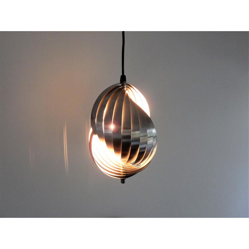 Vintage spiral kinetics pendant lamp by Henri Mathieu, France 1960