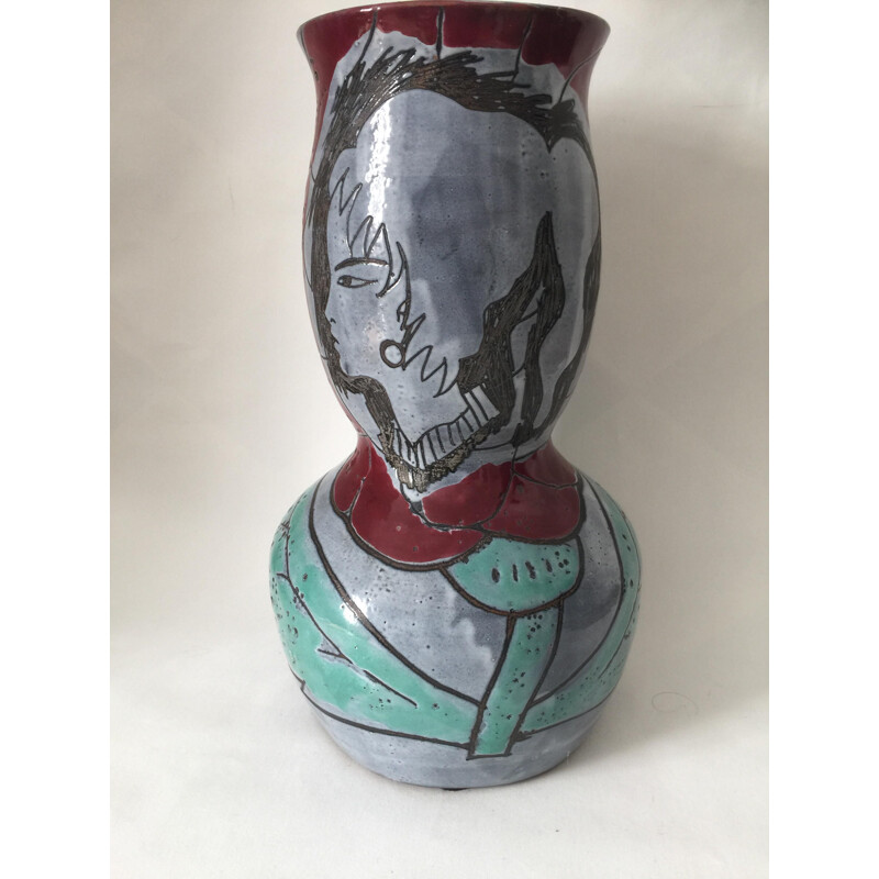 Vintage ceramic vase from Atelier Grandjean Jourdan by Vallauris