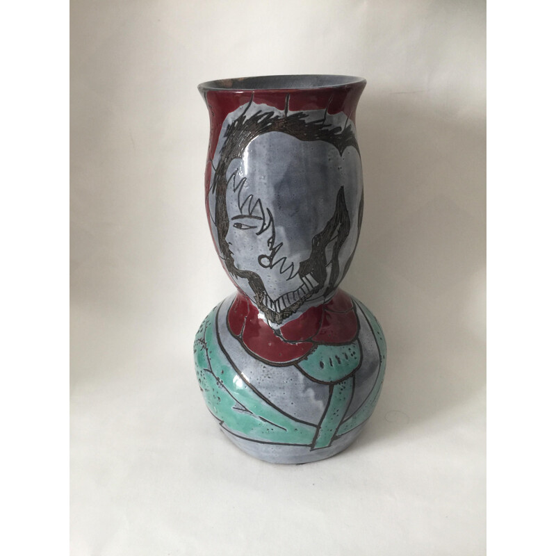 Vintage ceramic vase from Atelier Grandjean Jourdan by Vallauris