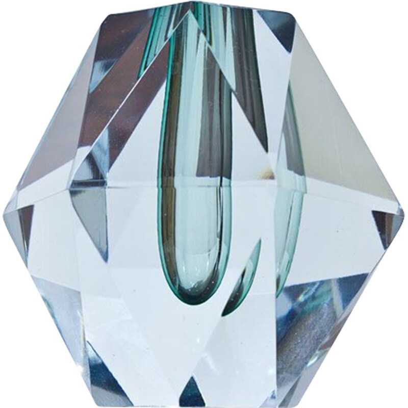 Crystal diamond cut vintage vase by Strömbergshyttan, 1960s