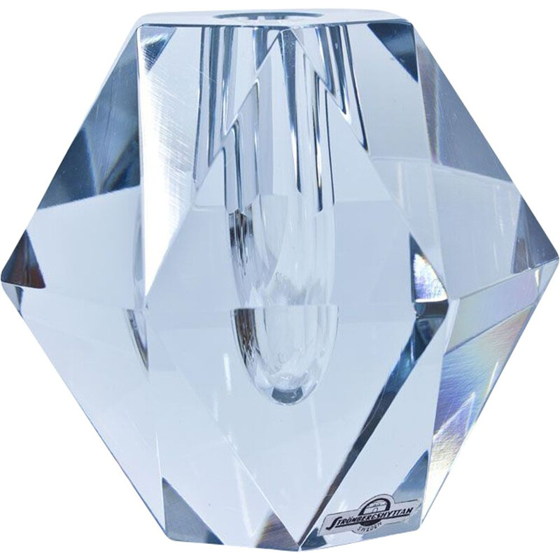 Vase vintage en forme de diamant en cristal par Strömbergshyttan, 1960
