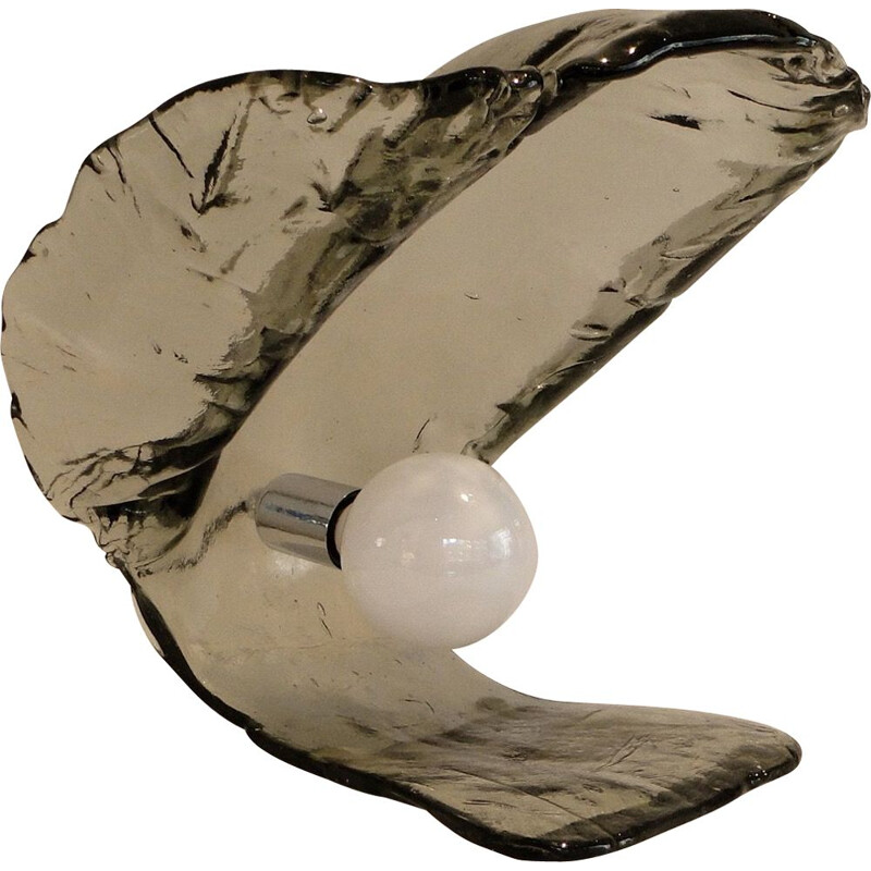 Murano glass vintage Mazzega oyster lamp, 1970s