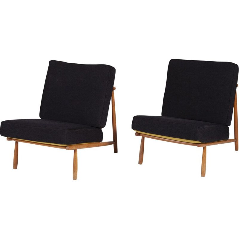 Set of 2 vintage low Lounge chairs by Alf Svensson for Dux, 1952