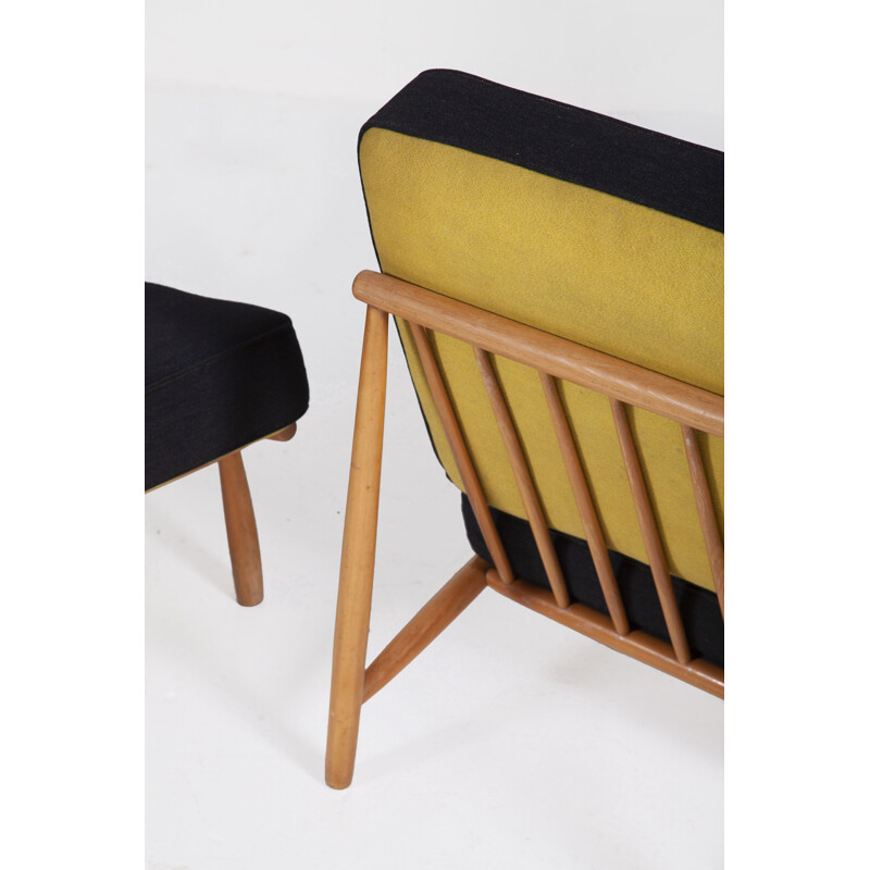 Set of 2 vintage low Lounge chairs by Alf Svensson for Dux, 1952