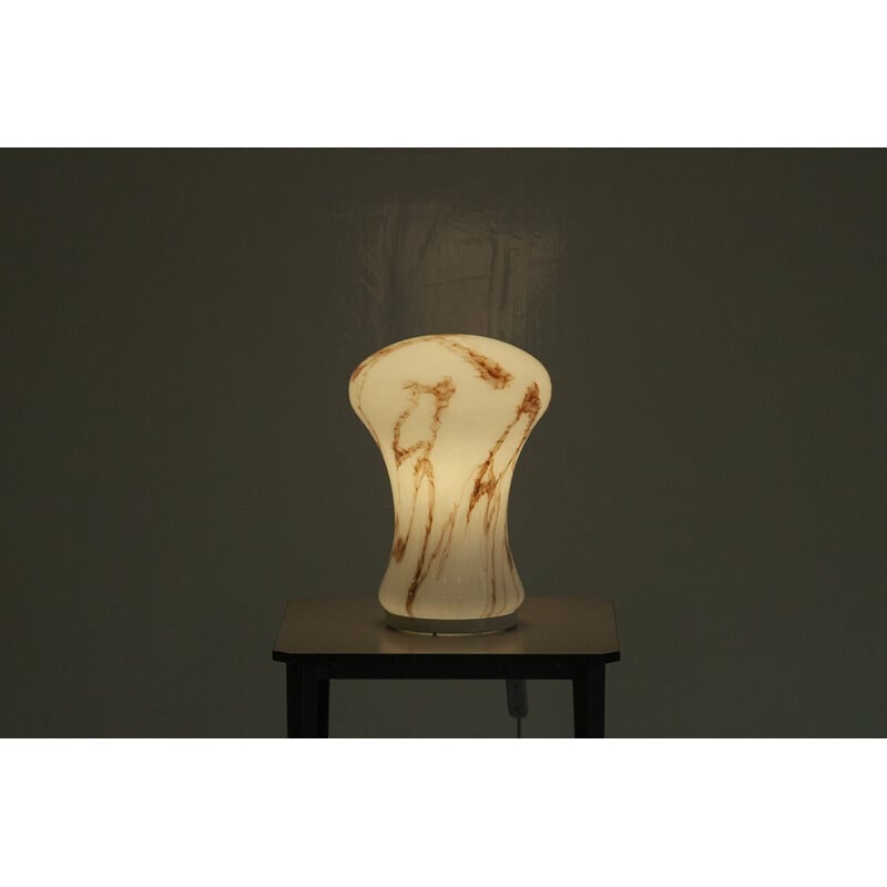 Lampe de table vintage opaline "Mushroom" par Ivan Jakes pour Osvetlovcici Sklo, 1970 