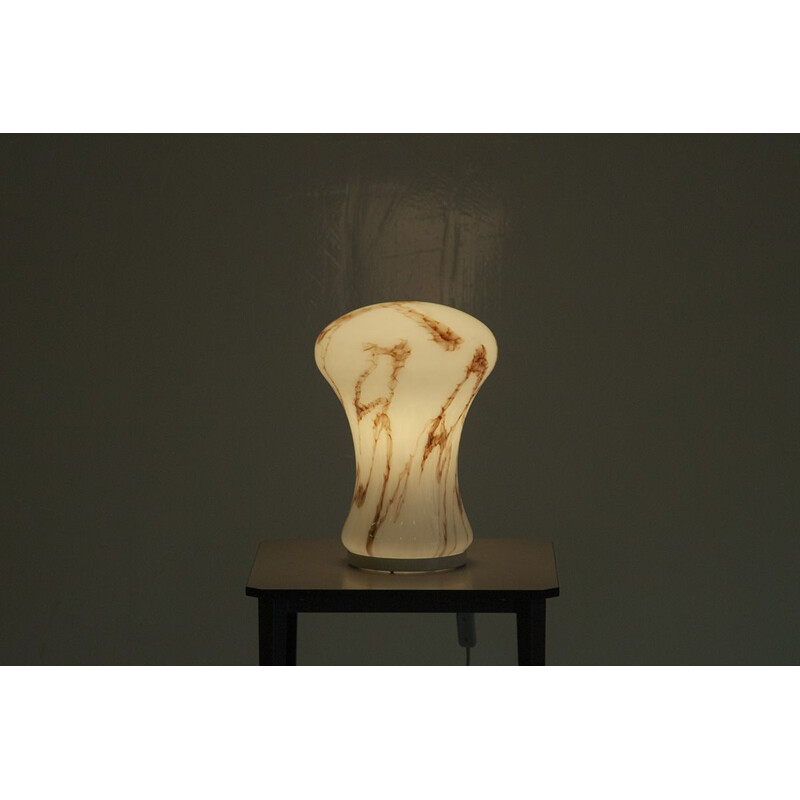 Vintage Opaline mushroom table lamp by Ivan Jakes for Osvetlovcici Sklo, 1970s 