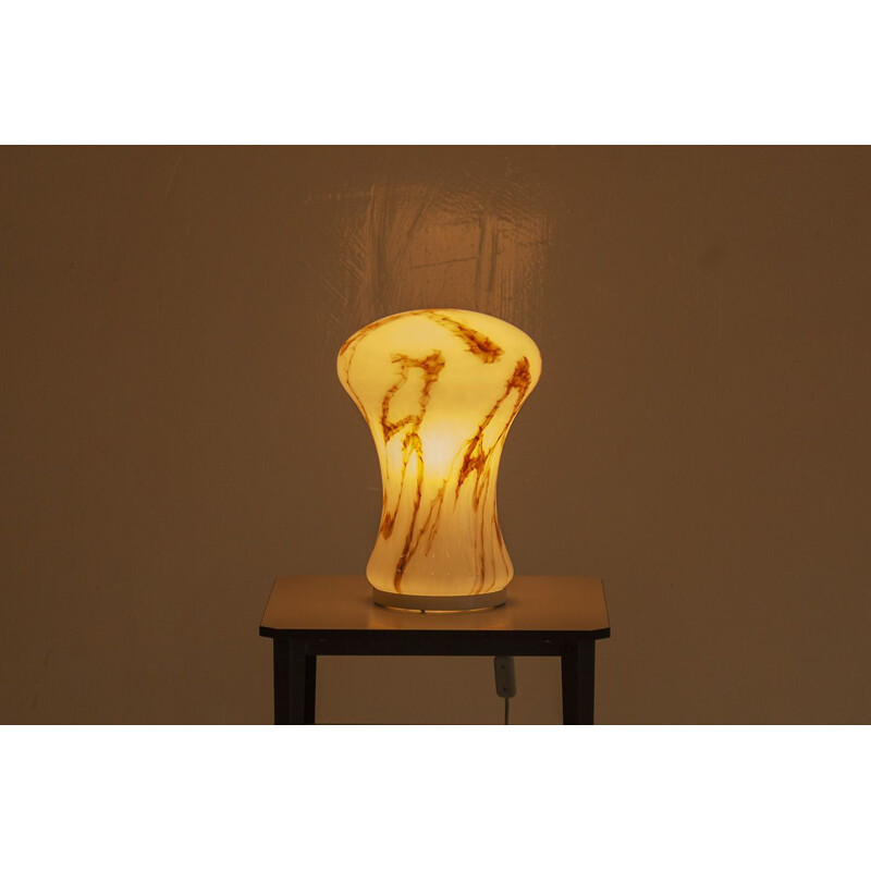 Lampe de table vintage opaline "Mushroom" par Ivan Jakes pour Osvetlovcici Sklo, 1970 