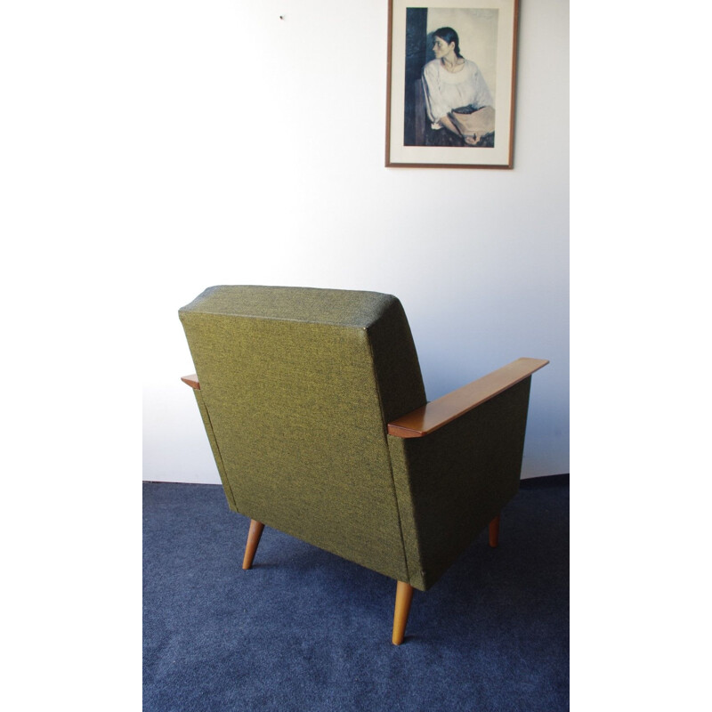 Vintage fabric and wooden armchair, 1960