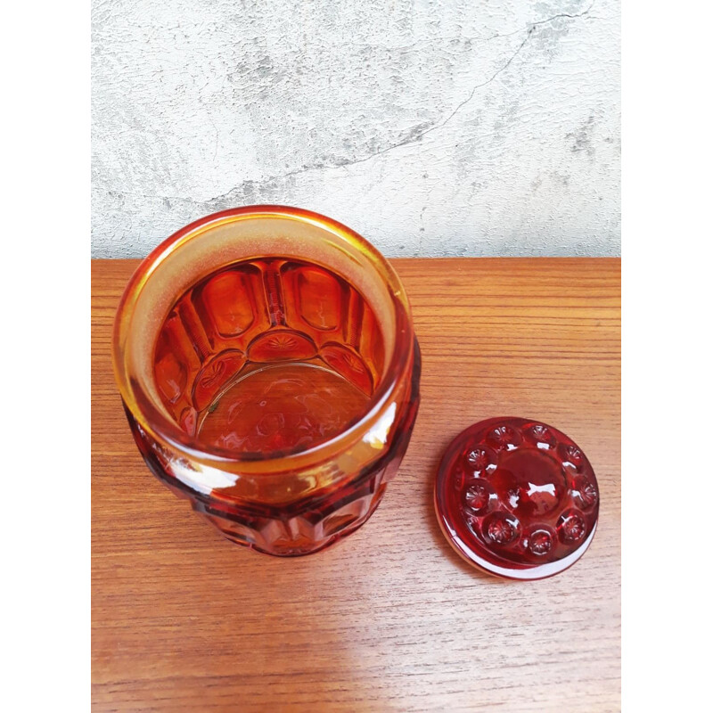 Vintage orange faceted glass vase, Italy 1960