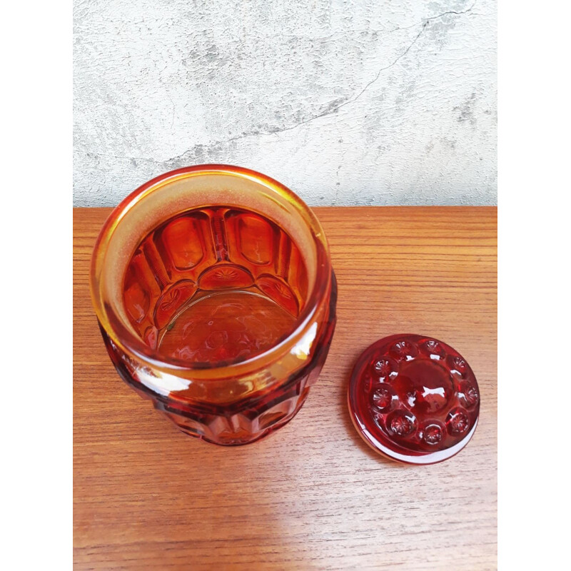 Vintage-Vase aus orangefarbenem facettiertem Glas, Italien 1960