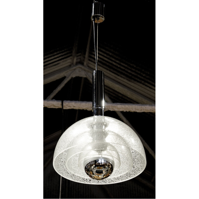 Vintage glass pendant lamp by Carlo Nason by Mazzega, Italy 1970