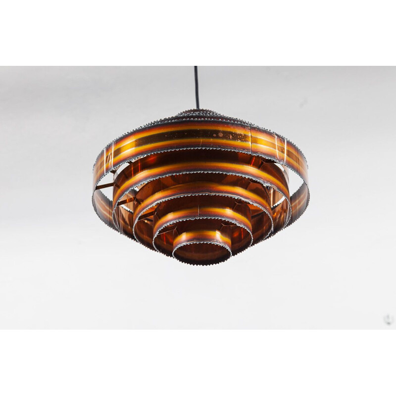 Vintage copper pendant lamp by Svend Aage Holm Sorensen for Holm Sarensen, 1960