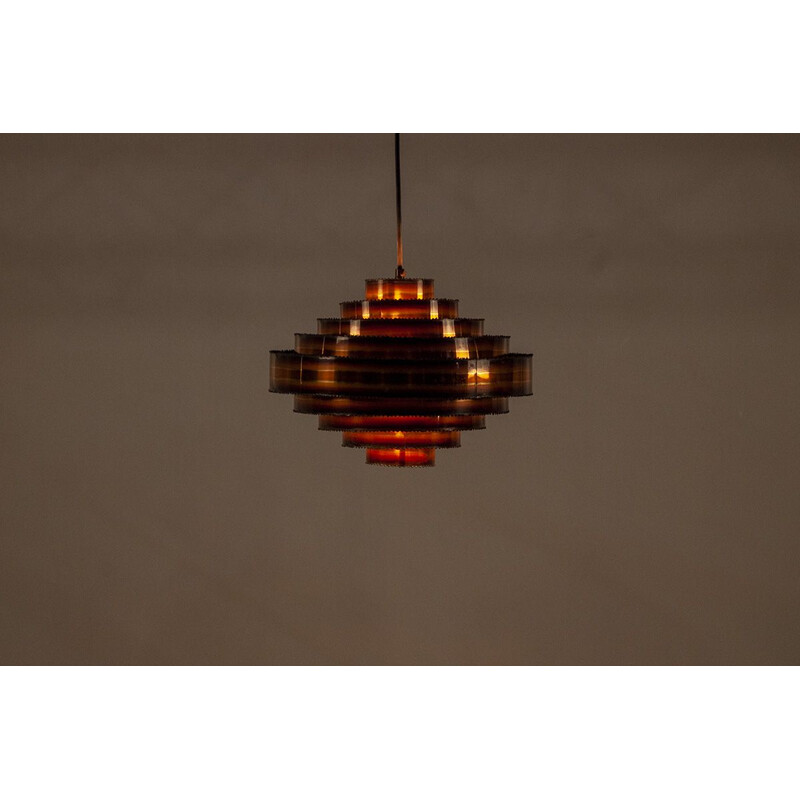 Vintage copper pendant lamp by Svend Aage Holm Sorensen for Holm Sarensen, 1960