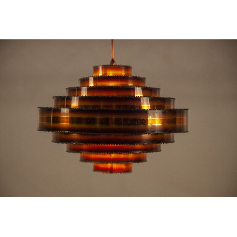 Vintage copper pendant lamp by Svend Aage Holm Sorensen for Holm Sarensen, 1960