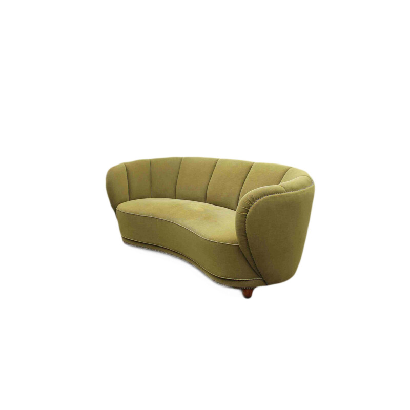 Vintage curved Banana sofa in the style of Flemming Lassen, Denmark, 1940s