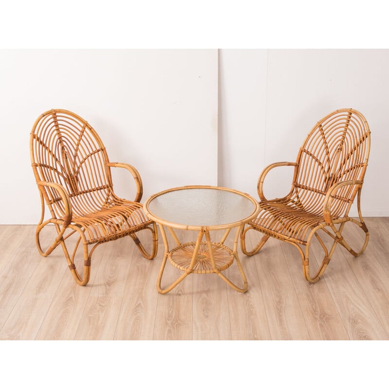 Vintage bamboo dining set by Rohé Noordwolde