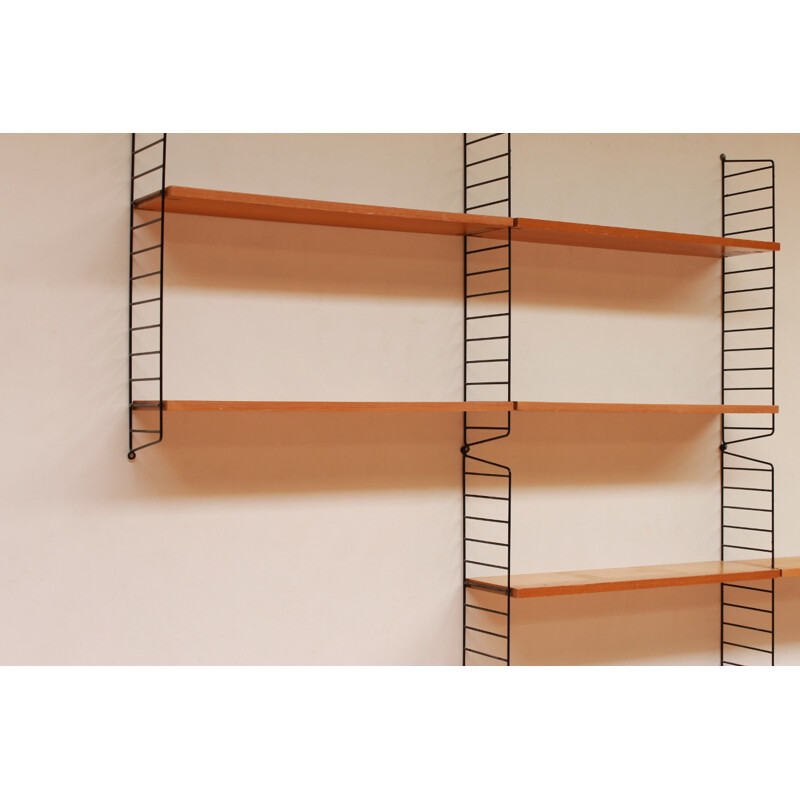 Metal and wooden String wall unit, Nisse STRINNING - 1960s