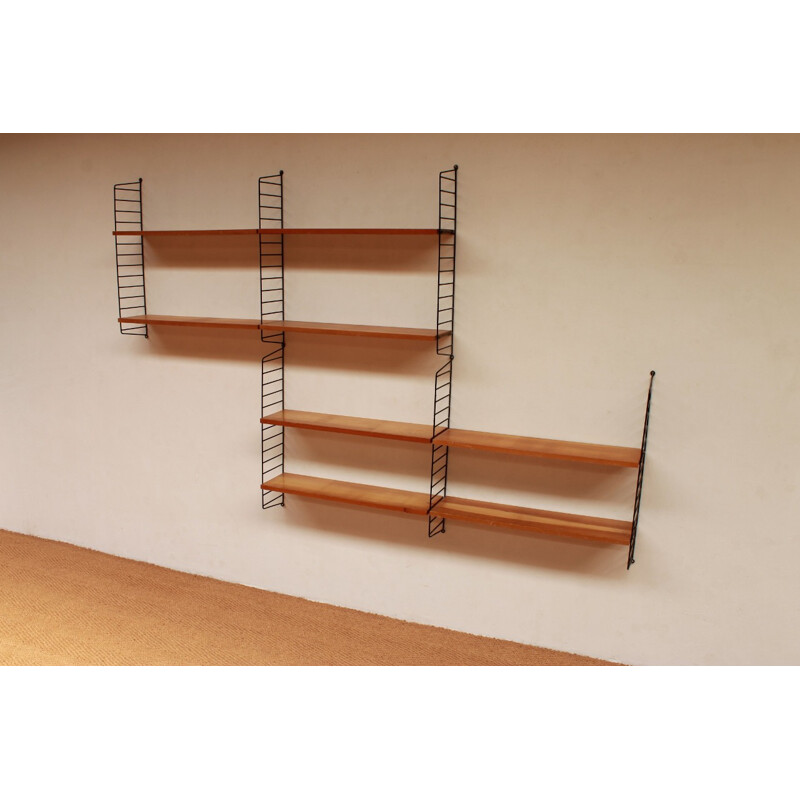 Metal and wooden String wall unit, Nisse STRINNING - 1960s