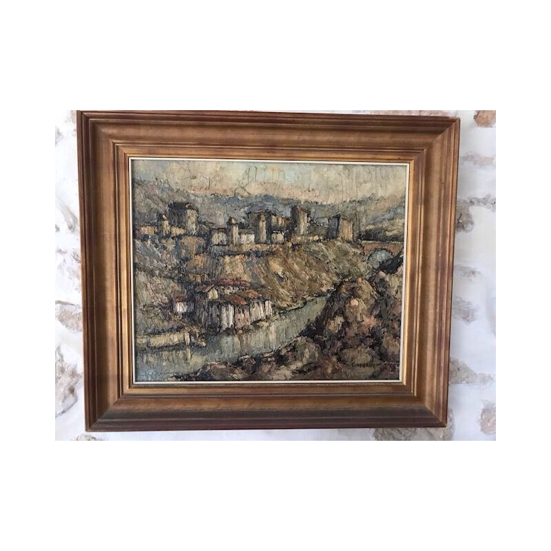 Vintage spanish impressionist post-painting signed 1930