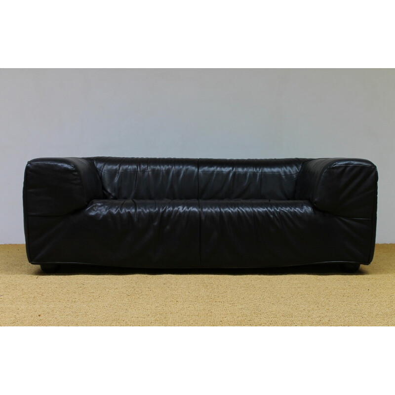 Monti black leather sofa, Gerard VAN DEN BERG - 1980s