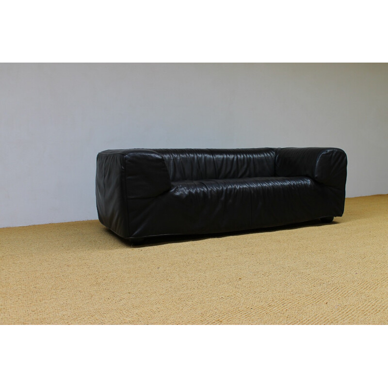 Monti black leather sofa, Gerard VAN DEN BERG - 1980s