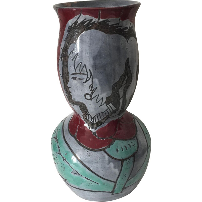 Vintage ceramic vase from Atelier Grandjean Jourdan by Vallauris