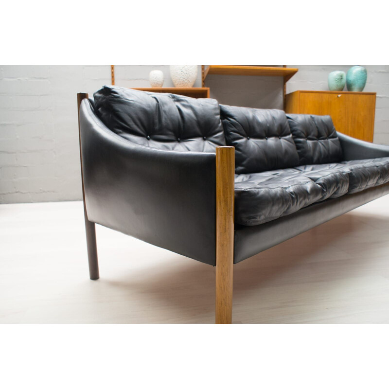 Vintage scandinavian leather 3-Seat Sofa, 1960