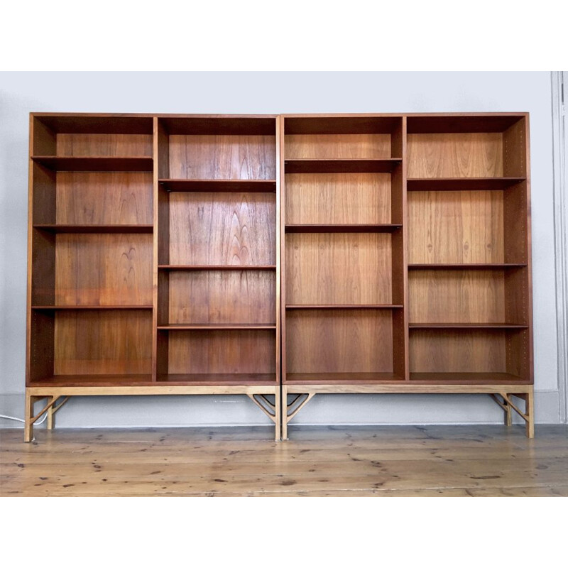 Pair of vintage Teak and Oak Bookcases by Borge Mogensen, Denmark, c.1960