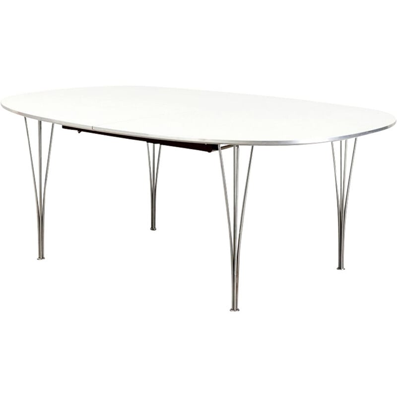 Vintage "Super Ellipse" uitschuifbare tafel van Piet Hein Voor Fritz Hansen