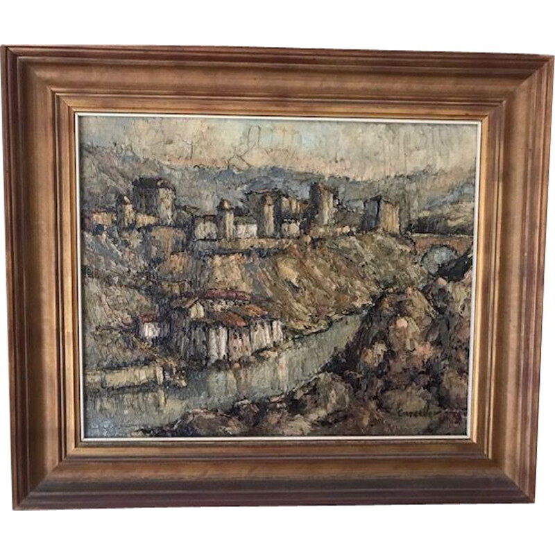 Vintage spanish impressionist post-painting signed 1930