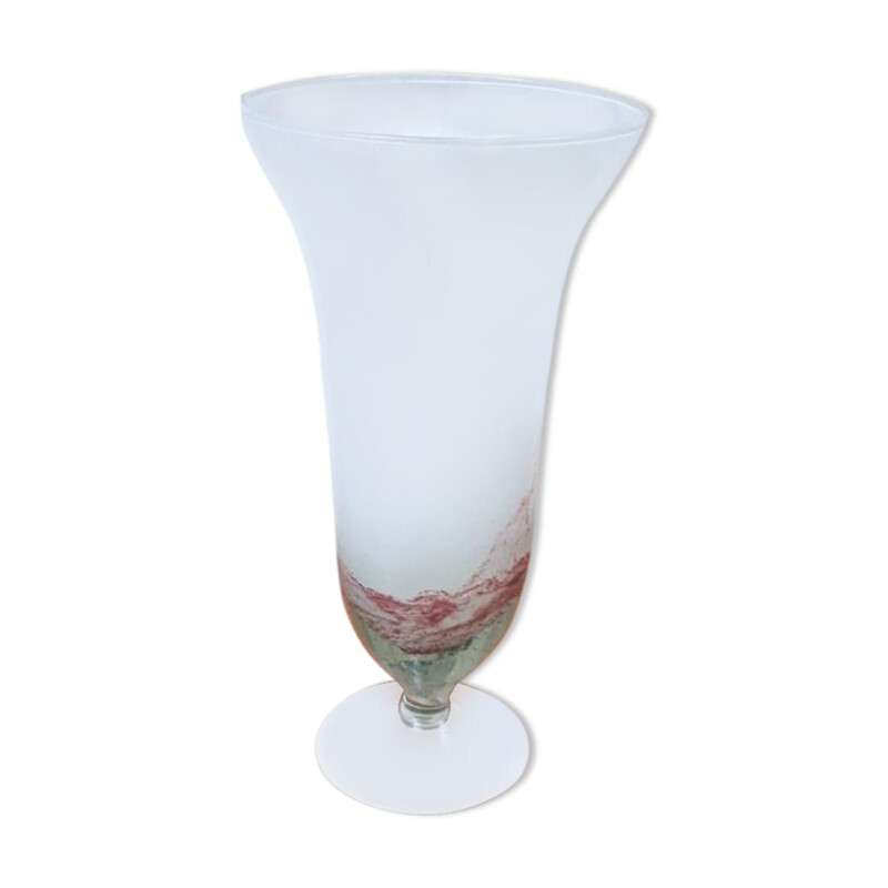 Vase trompette vintage en verre soufflé, 1950