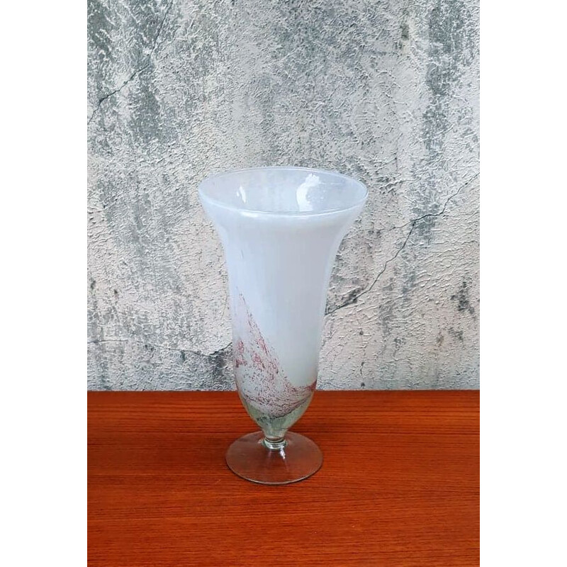 Vase trompette vintage en verre soufflé, 1950