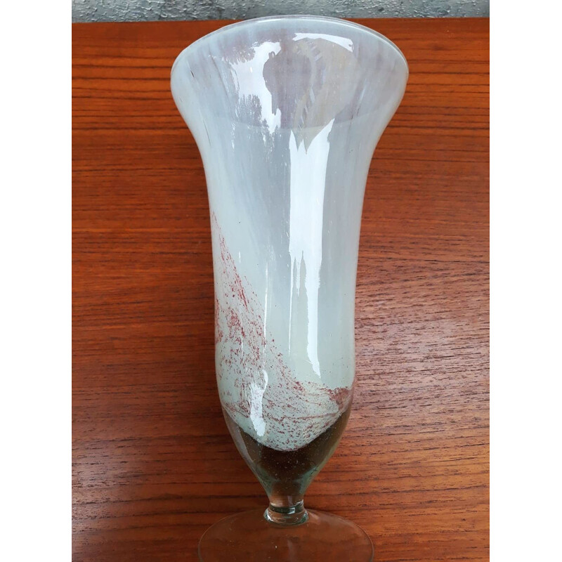 Vintage blown glass trumpet vase, 1950