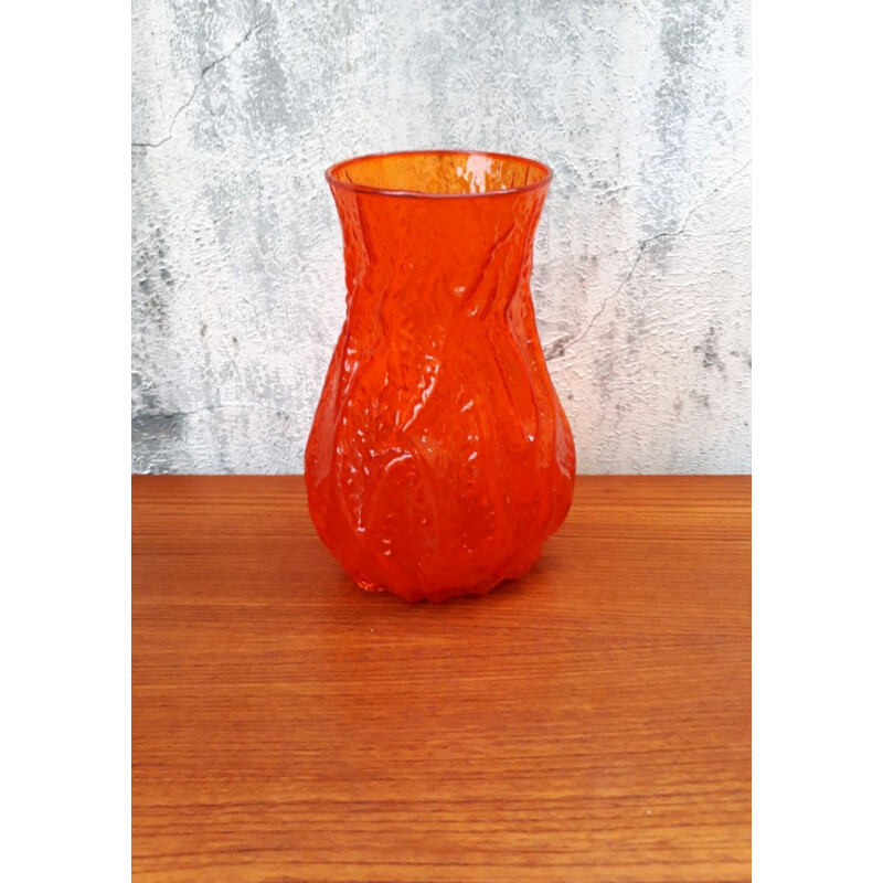 Vintage vase in orange glass, 1960s