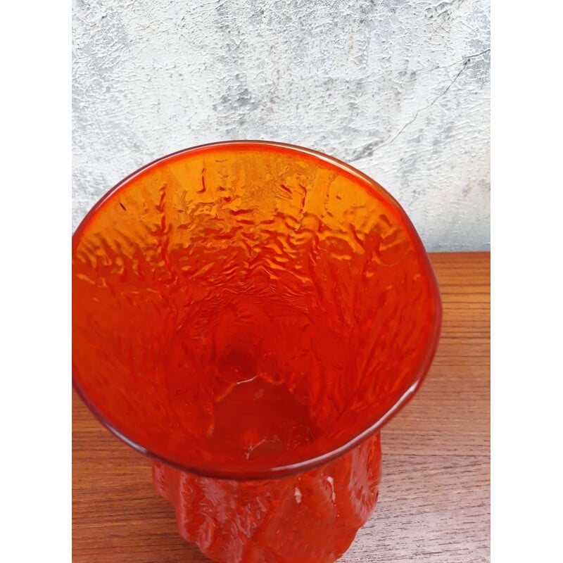 Vase vintage en verre orange, 1960