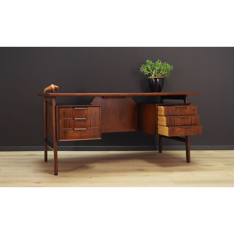 Vintage rosewood desk by Omann Jun, Denmark, 1960-70s