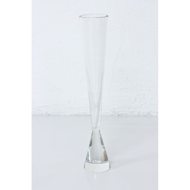 Vintage tall glass vase by Bengt Orup, Sweden, 1950s