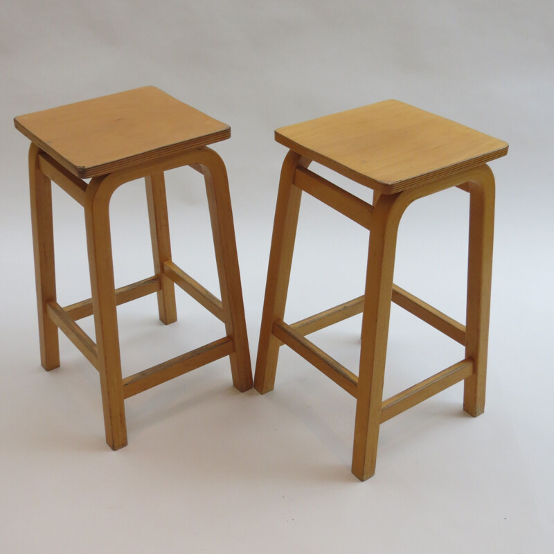 Vintage laboratory school stools by James Leonard for Esavian UK 1970