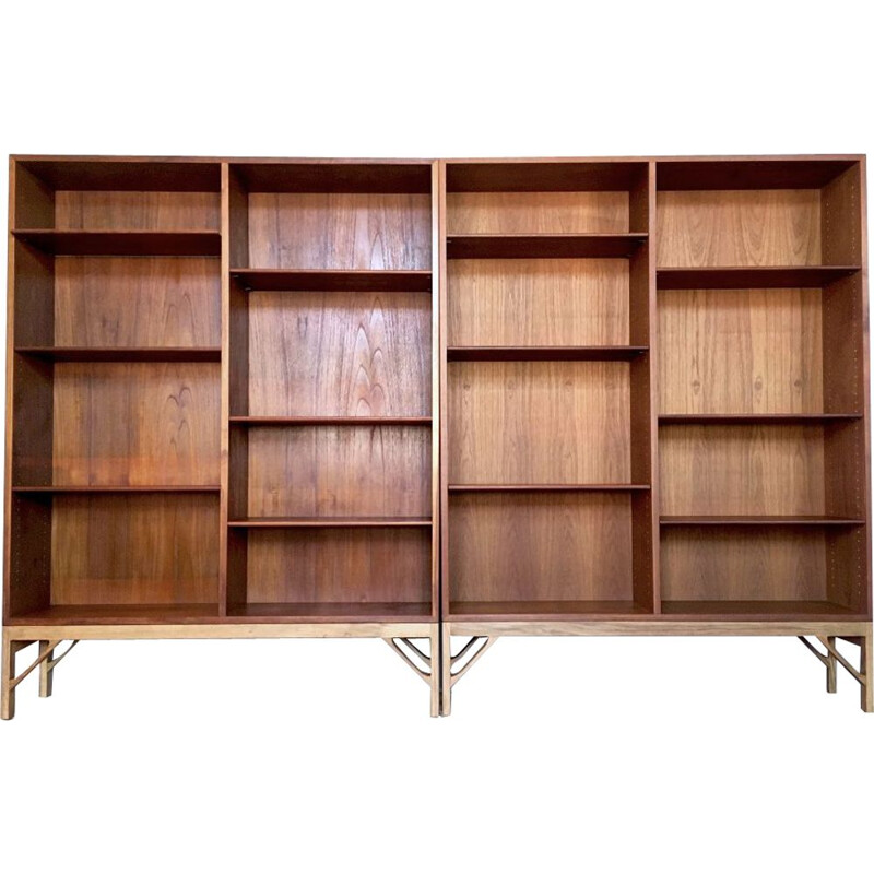 Pair of vintage Teak and Oak Bookcases by Borge Mogensen, Denmark, c.1960