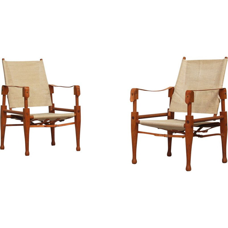 Pair of Lounge Safari Chairs by Wilhelm Kienzle for Wohnbedarf, Switzerland