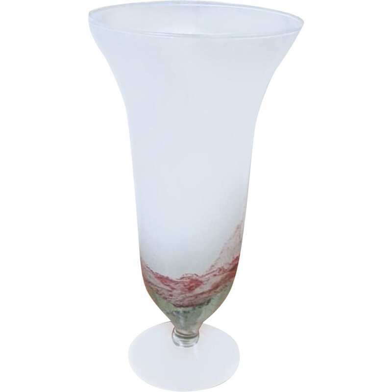 Vase trompette vintage en verre soufflé, 1950