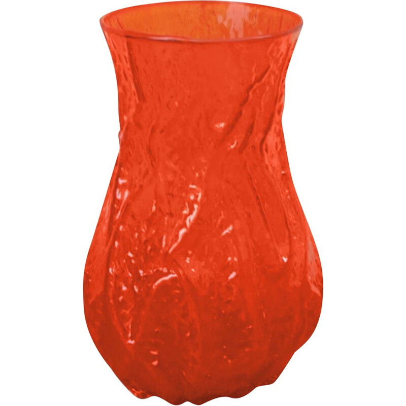 Vintage-Vase aus orangefarbenem Glas, 1960