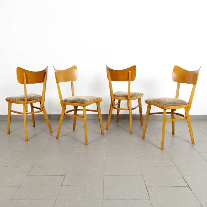 Ensemble de 4 chaises vintage, Tchécoslovaquie, 1960