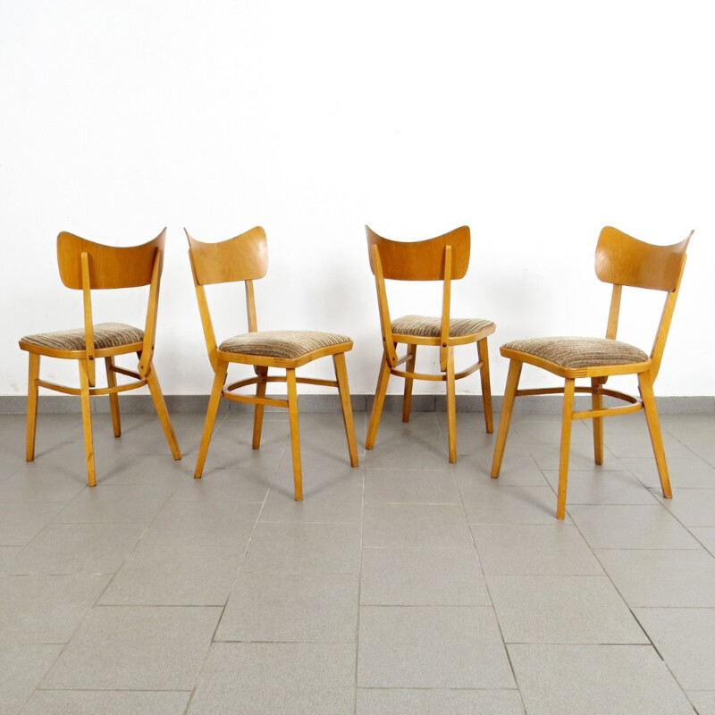 Set of 4 vintage dining chairs, Czechoslovakia, 1960