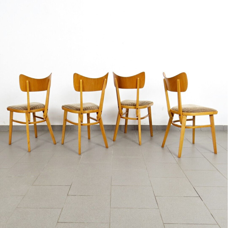 Set of 4 vintage dining chairs, Czechoslovakia, 1960