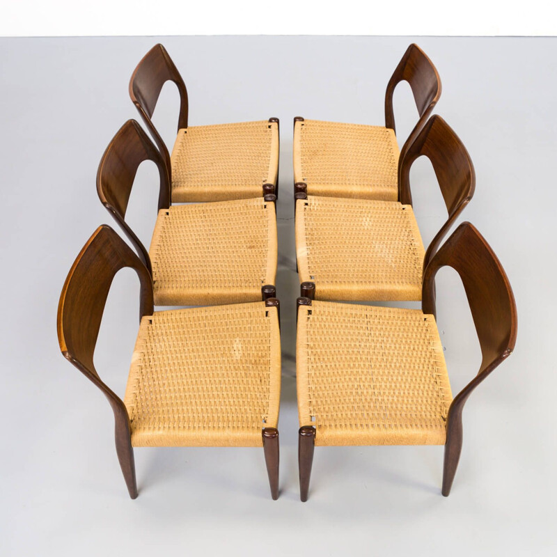 Set of 6 vintage dining chairs model 71 by Niels Otto Møller for J.L. Møller 