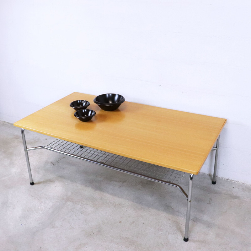 Vintage wood and metal coffee table, 1990